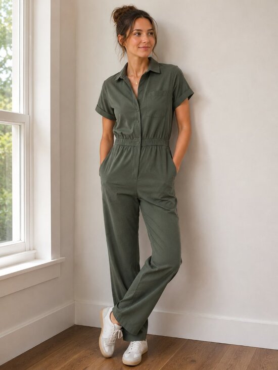 Eddie Bauer Pants - 610 - Host Pick!! Eddie Bauer Stretch Utility Jumpsuit Charcoal Short Sleeve